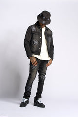 SEWN TOGETHER DENIM JACKET (BLACK WASH)
