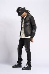 SEWN TOGETHER DENIM JACKET (BLACK WASH)