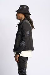 SEWN TOGETHER DENIM JACKET (BLACK WASH)