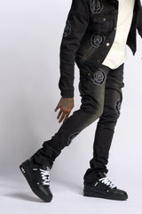 SEWN TOGETHER STACKED DENIM (BLACK WASH)