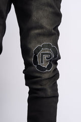 SEWN TOGETHER STACKED DENIM (BLACK WASH)