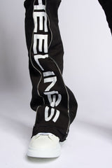 "WITHDRAWN" STACK DENIM (BLACK)