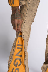 "WITHDRAWN" STACK DENIM (BROWN)