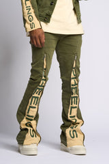 "WITHDRAWN" STACK DENIM (OLIVE)