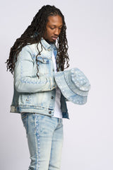 "BE THE LIGHT" DENIM JACKET (LIGHT BLUE)