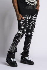 "SACRED" STACK JEANS (Black)