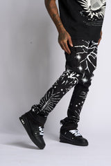 "SACRED" STACK JEANS (Black)