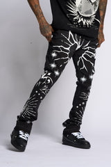 "SACRED" STACK JEANS (Black)