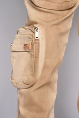 "JOURNEY TO GREATNESS" STACKED CARGO DENIM (CREAM)