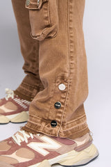 "JOURNEY TO GREATNESS" STACKED CARGO DENIM (BROWN)