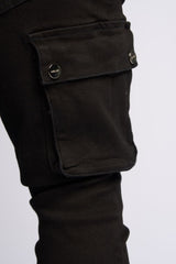 PHEELING ALONE STACK CARGO DENIM (JET BLACK)