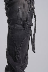 "SHOOT FOR THE STARS" STACK CARGO DENIM (BLACK WASH)