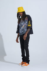 "BLACK LABEL DISTRESSED STACK" STACKED DENIM (JET BLACK)