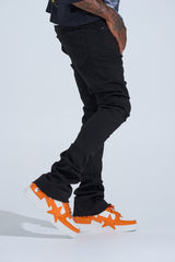 "BLACK LABEL DISTRESSED STACK" STACKED DENIM (JET BLACK)