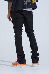 "BLACK LABEL DISTRESSED STACK" STACKED DENIM (JET BLACK)