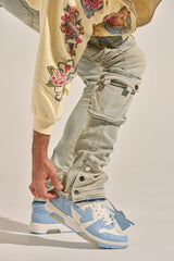 "EMPOWERED ESSENCE" STACK CARGO DENIM (LIGHT BLUE)