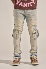 "24/7" STACK CARGO DENIM (BLUE WASH)
