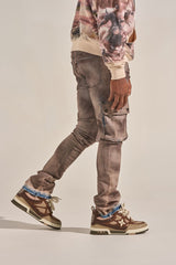 "BUILT TO HEAL" STACK CARGO DENIM (FADED MAROON)